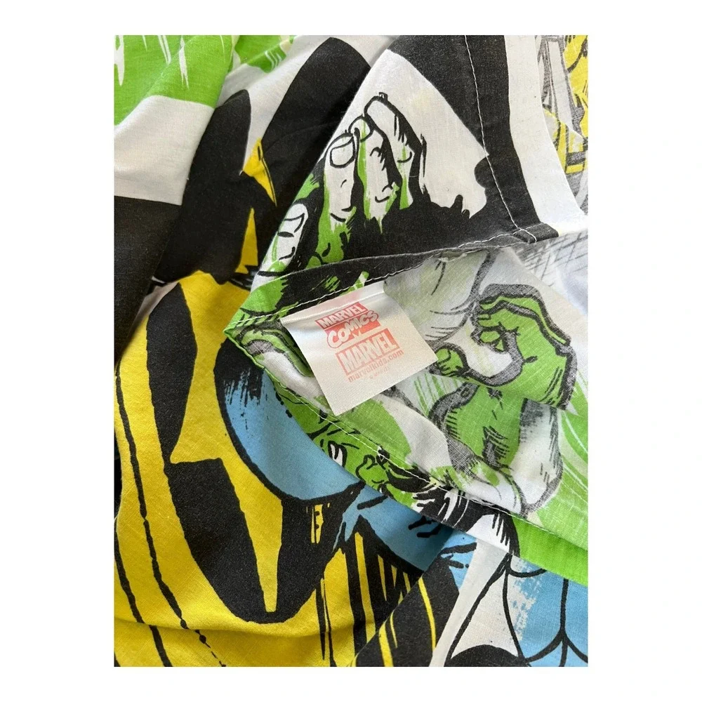 Marvel Flat Sheet Kids Twin Multicolor Good Vintage Avengers Comic Print